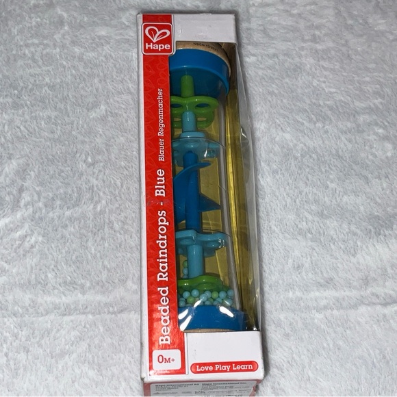 Hape International Baby Beaded Raindrops Blue Soothing Rain Sounds 0-6mBrand New - Picture 2 of 16